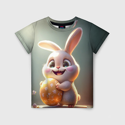 Детская футболка Пасхальный зайка на полянке / 3D-принт – фото 1