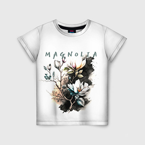 Детская футболка Магнолия - акварельный стиль / 3D-принт – фото 1