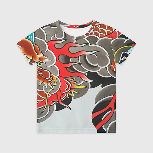 Детская футболка Иредзуми: дракон в дыму / 3D-принт – фото 1