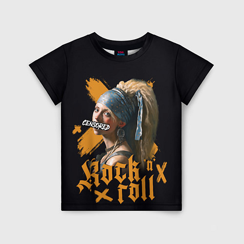 Детская футболка Рок девушка с жемчужной серёжкой / 3D-принт – фото 1