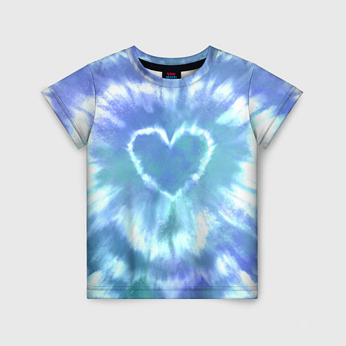 Детская футболка Сердце - тай-дай - голубой / 3D-принт – фото 1