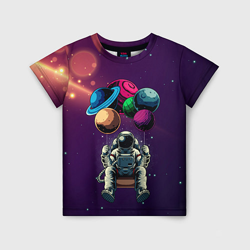 Детская футболка Космонавт на шариках / 3D-принт – фото 1