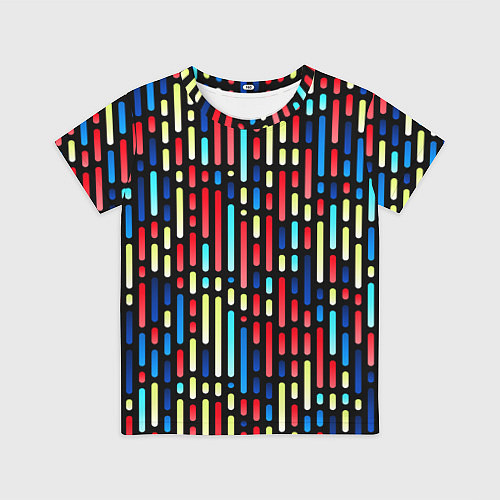 Детская футболка Неоновые полосы - авангардный паттерн / 3D-принт – фото 1