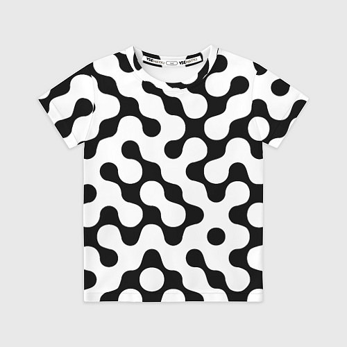 Детская футболка Чёрно-белый растровый узор / 3D-принт – фото 1