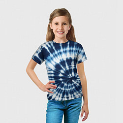 Футболка детская Эффект тай дай - размытый синий узор, цвет: 3D-принт — фото 2