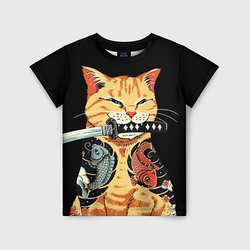 Детская футболка Yakuza tattoo cat / 3D-принт – фото 1