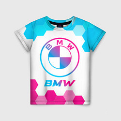 Футболка детская BMW neon gradient style, цвет: 3D-принт