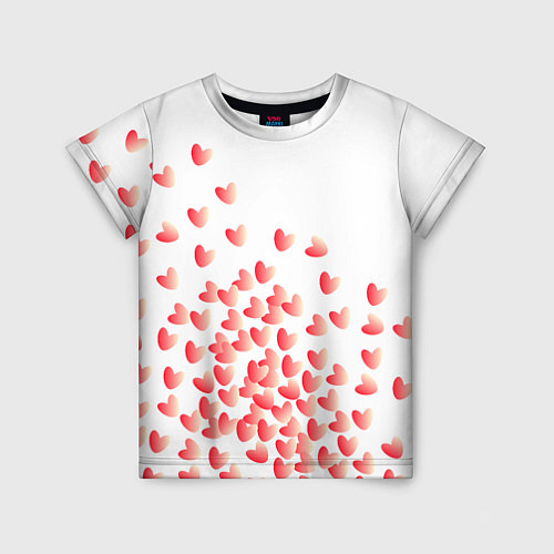 Детская футболка Падающие сердечки / 3D-принт – фото 1