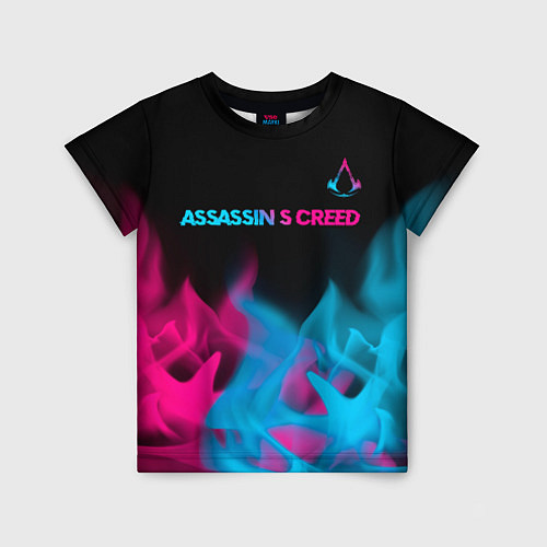 Детская футболка Assassins Creed - neon gradient: символ сверху / 3D-принт – фото 1