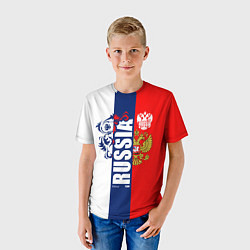 Футболка детская Russia national team: white blue red, цвет: 3D-принт — фото 2