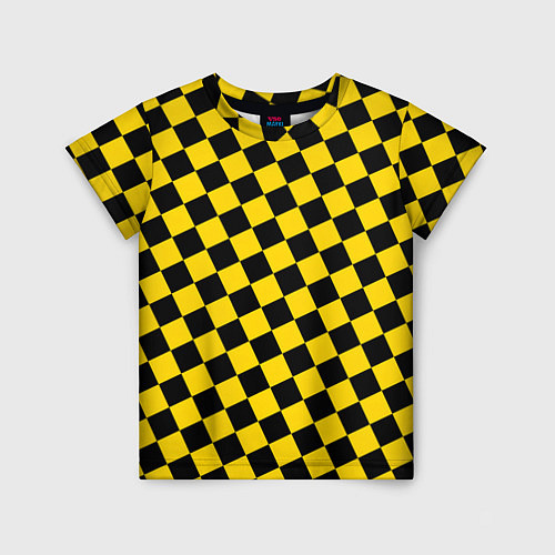 Детская футболка Черно-желтая мелкая клетка / 3D-принт – фото 1