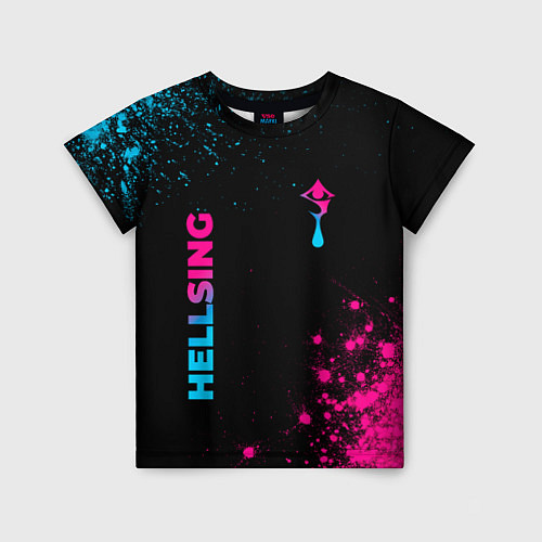 Детская футболка Hellsing - neon gradient: надпись, символ / 3D-принт – фото 1