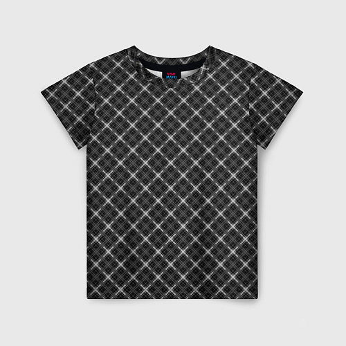 Детская футболка Черно-белый узор в косую клетку / 3D-принт – фото 1
