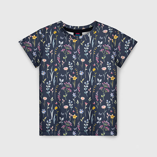 Детская футболка Акварельная цветочная полянка / 3D-принт – фото 1