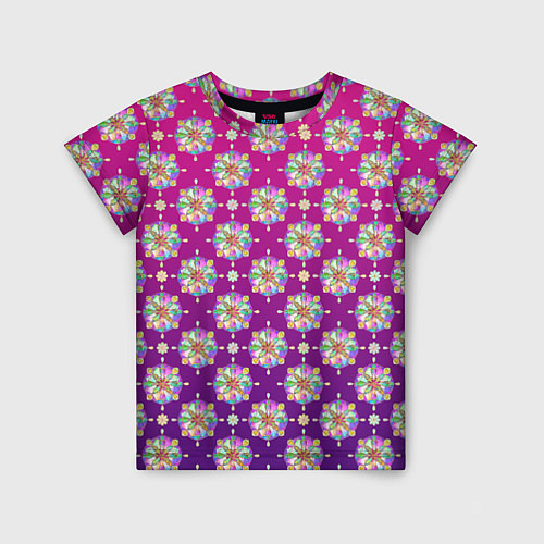 Детская футболка Абстрактные разноцветные узоры на пурпурно-фиолето / 3D-принт – фото 1