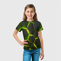 Футболка детская Разлом неоновых плит, цвет: 3D-принт — фото 2