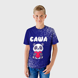 Футболка детская Саша панда с сердечком, цвет: 3D-принт — фото 2