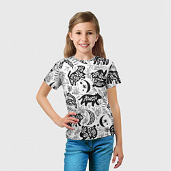 Футболка детская Веточки и лесные звери - паттерн, цвет: 3D-принт — фото 2