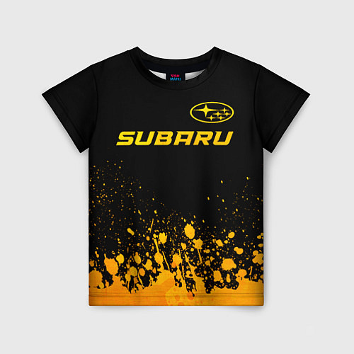 Детская футболка Subaru - gold gradient: символ сверху / 3D-принт – фото 1