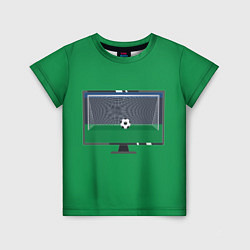 Футболка детская Футбольный мяч и ворота на экране монитора, цвет: 3D-принт