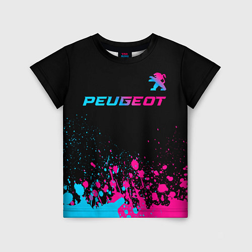 Детская футболка Peugeot - neon gradient: символ сверху / 3D-принт – фото 1