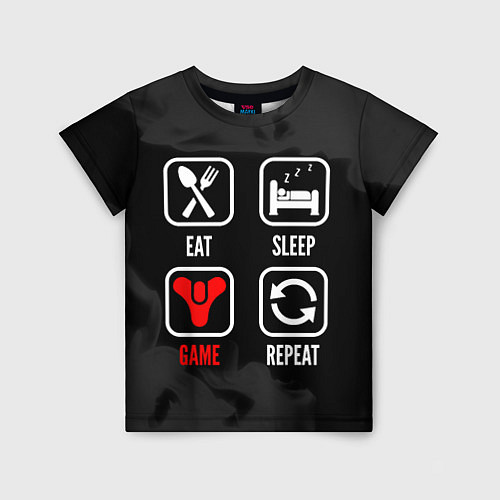 Детская футболка Eat, sleep, Destiny, repeat / 3D-принт – фото 1