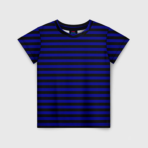 Детская футболка Черно-синие полосы / 3D-принт – фото 1