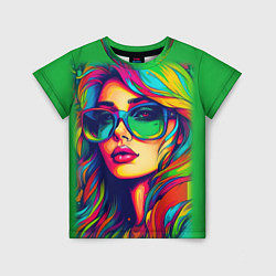 Детская футболка Девушка с разноцветными волосами