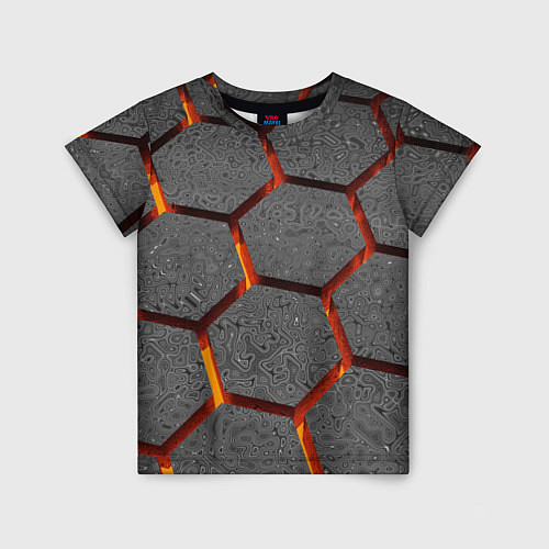Детская футболка Металлические плиты и лава / 3D-принт – фото 1