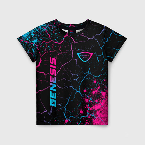 Детская футболка Genesis - neon gradient: надпись, символ / 3D-принт – фото 1