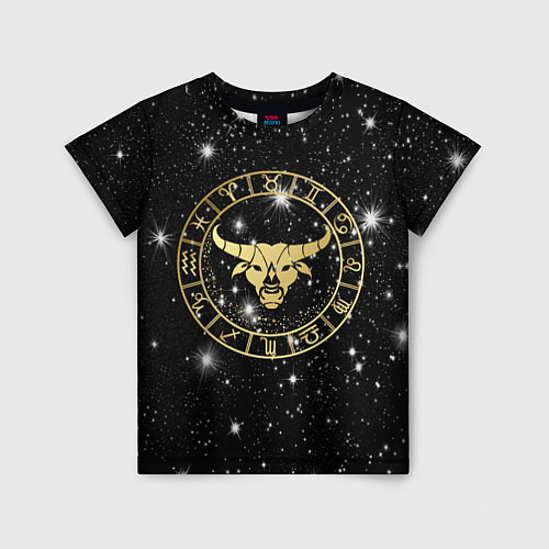 Детская футболка Телец золотой на звездном небе / 3D-принт – фото 1