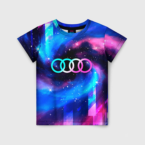 Детская футболка Audi неоновый космос / 3D-принт – фото 1
