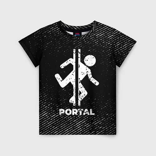 Детская футболка Portal с потертостями на темном фоне / 3D-принт – фото 1