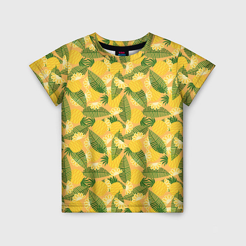 Детская футболка Летний паттерн с ананасами / 3D-принт – фото 1