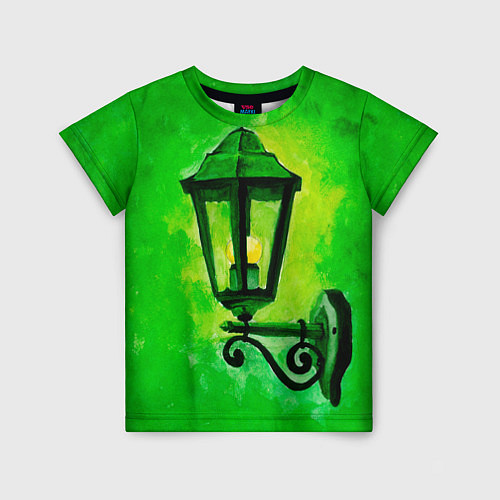Детская футболка Уличный зелёный фонарь / 3D-принт – фото 1