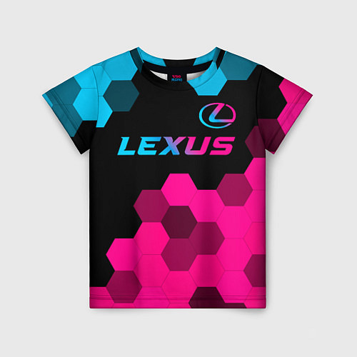 Детская футболка Lexus - neon gradient: символ сверху / 3D-принт – фото 1