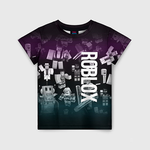 Детская футболка Роблокс персонажи под градиентом / 3D-принт – фото 1