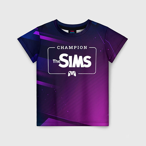 Детская футболка The Sims gaming champion: рамка с лого и джойстико / 3D-принт – фото 1