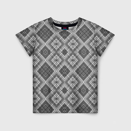 Детская футболка Геометрический узор черно белые ромбы / 3D-принт – фото 1