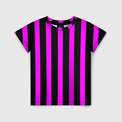 Футболка детская В полоску черного и фиолетового цвета, цвет: 3D-принт