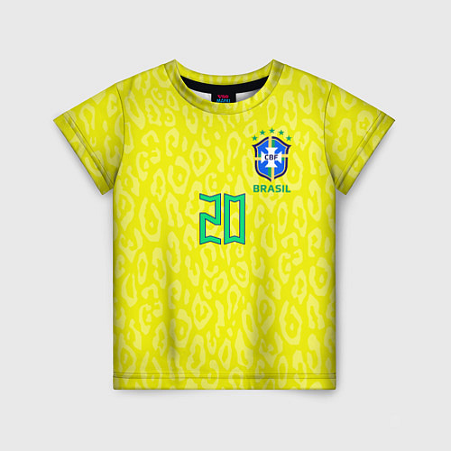 Детская футболка Винисиус Жуниор ЧМ 2022 сборная Бразилии домашняя / 3D-принт – фото 1