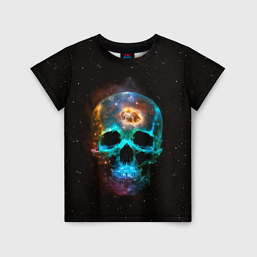Детская футболка Космический череп - нейронная сеть / 3D-принт – фото 1