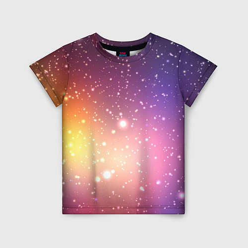 Детская футболка Желто фиолетовое свечение и звезды / 3D-принт – фото 1