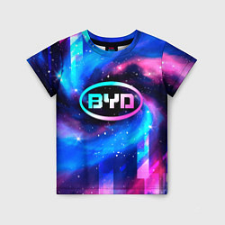 Футболка детская BYD неоновый космос, цвет: 3D-принт