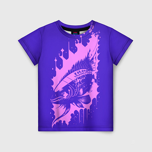 Детская футболка Абстрактная розовая рыба и чернильные пятна / 3D-принт – фото 1