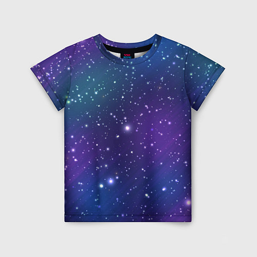 Детская футболка Фиолетовая розовая звездная туманность в космосе / 3D-принт – фото 1