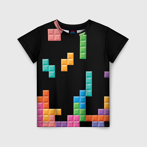 Детская футболка Тетрис падающие блоки / 3D-принт – фото 1