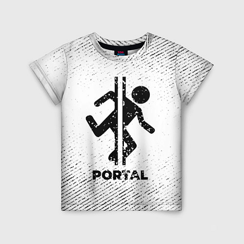 Детская футболка Portal с потертостями на светлом фоне / 3D-принт – фото 1