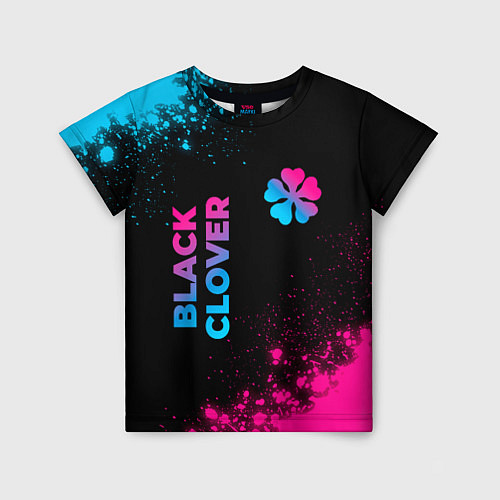 Детская футболка Black Clover - neon gradient: надпись, символ / 3D-принт – фото 1