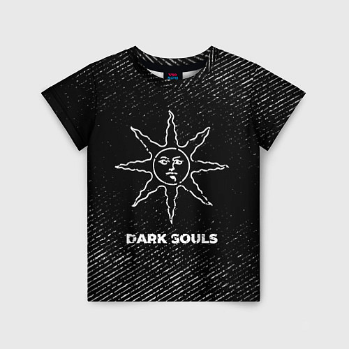 Детская футболка Dark Souls с потертостями на темном фоне / 3D-принт – фото 1